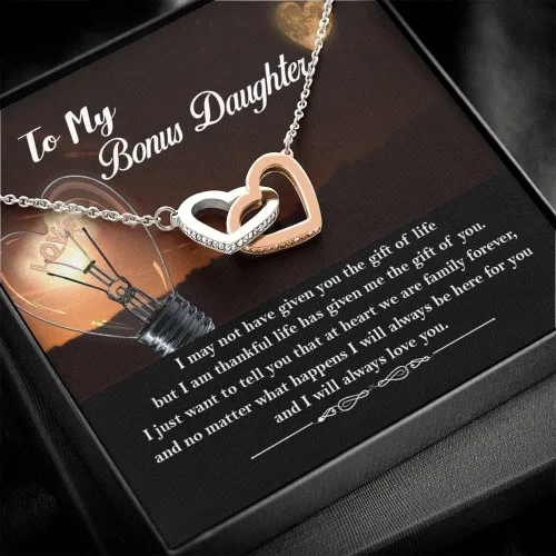 Miniatura 2 de Collar personalizado con texto en inglés To My Bonus Daughter, regalo para hija de hijastra, regalo para hijastra de parte de su padrastro, collar