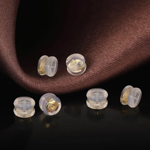 Miniatura 5 de Parte trasera de silicona para aretes, de silicona de oro de 18 quilates para tachuelas/orejas caídas, cierre seguro para aretes pesados, no irrita