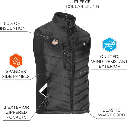 Miniatura 6 de Ergodyne Chaleco térmico recargable unisex para adultos con batería