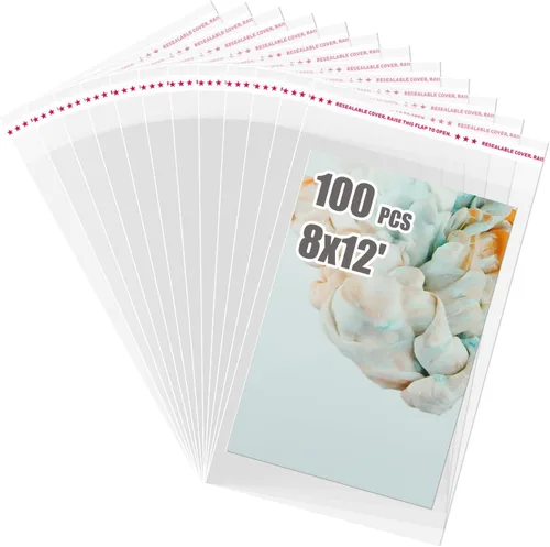 Miniatura 25 de Egofine Bolsas de celofán autosellables, 100 bolsas transparentes resellables para tapetes de fotos de 8.5 x 11 pulgadas