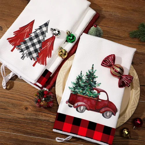 Miniatura 7 de Bencailor Juego de 4 toallas de cocina navideñas decorativas para platos de té, toallas de mano para baño de Navidad, 15.75 x 23.62 pulgadas