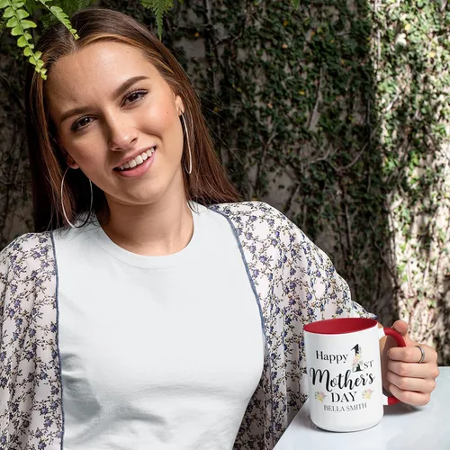 Miniatura 5 de Regalos para el primer día de la madre, taza de café personalizada con foto y nombre, 11 o 15 onzas, 10 opciones de color, taza personalizada