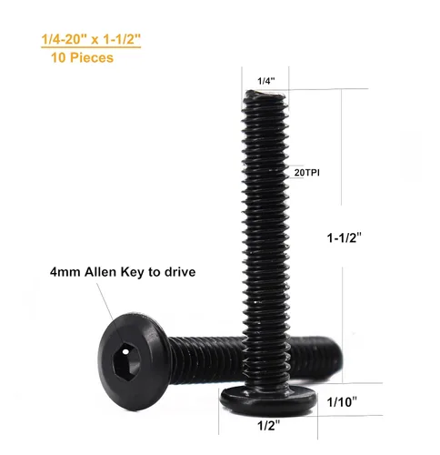 Miniatura 2 de 10 Uds. 1/4"-20 x 1-1/2" Remache negro avellanado Tornillos de conexión de acero inoxidable 304