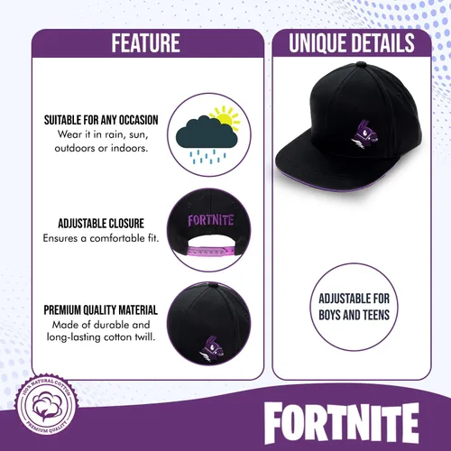 Miniatura 2 de FORTNITE Gorra de béisbol para niños, sombrero de calidad para niños y gorra ajustada, gorra de béisbol de ala plana con diseño elegante