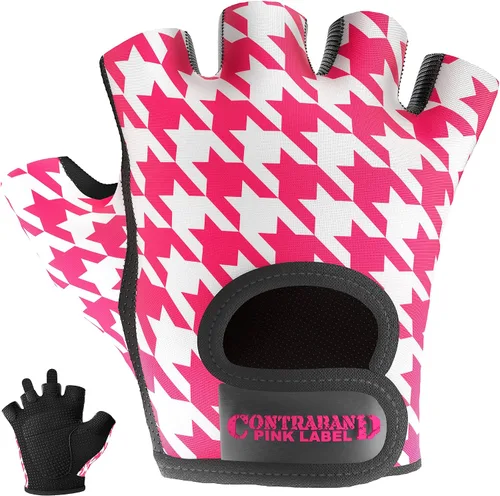 Miniatura 8 de Contraband Pink Label 5257 Design Series - Guantes de levantamiento y remo con estampado de pata de gallo (par) – Ligero vegano medio acolchado