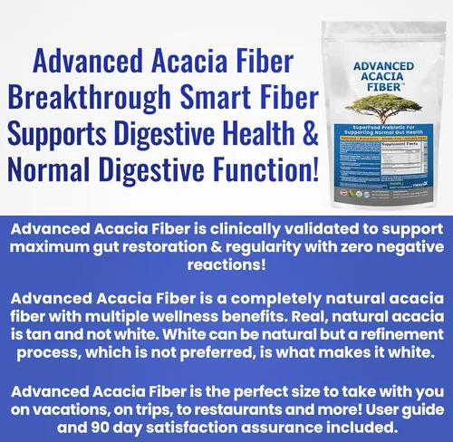 Miniatura 6 de Polvo de fibra de acacia avanzada de 2.5 libras (40 onzas) de fibra soluble orgánica reparadora intestinal en polvo. Suplemento natural prebiótico
