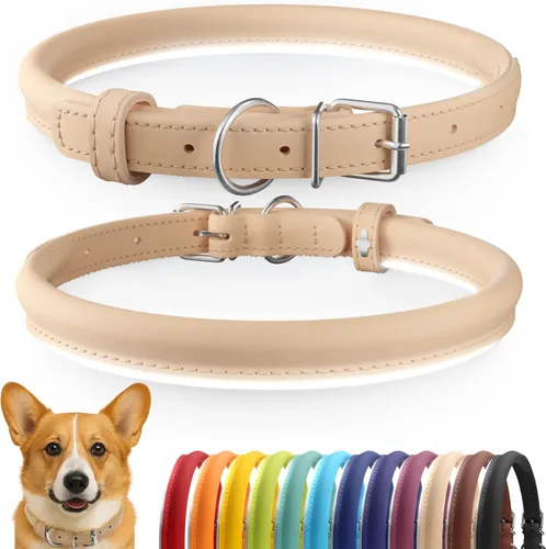 Miniatura 67 de CollarDirect Collar de perro con tachuelas, collares de cuero para mascotas para perros pequeños, medianos y grandes, acolchado suave, marrón, negro