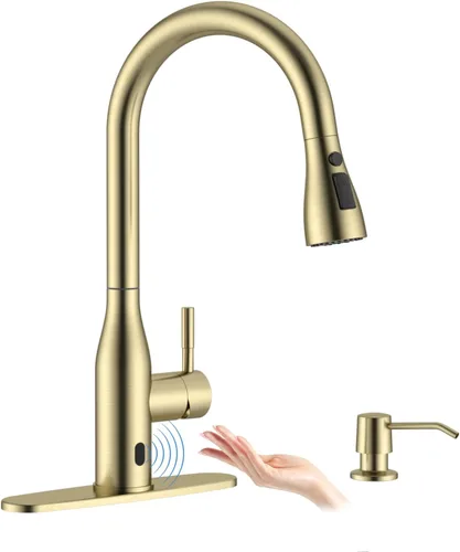 Miniatura 15 de APPASO Grifo de cocina de bronce con dispensador de jabón, grifo de fregadero de bronce frotado con aceite para cocina, grifo de fregadero de cocina