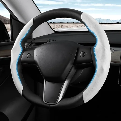 Miniatura 13 de Shademax Funda para Volante de Tesla Modelo Y/3 2017-2025 2026 (Compatible con Modelo Y Juniper 2026/ Modelo 3 Highland) Funda Protectora de Volante