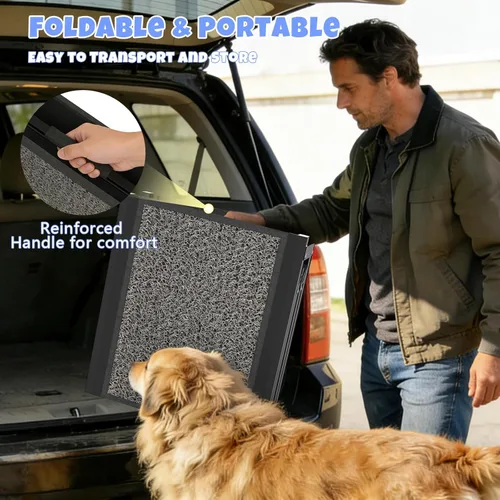 Miniatura 6 de Dog Ramp for Car 63" x 17", Folding Pet Ramp for Large Dogs with Non-Slip Rug Surface, Portable Dog Car Ramp for SUV Car & Truck