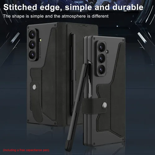 Miniatura 6 de Funda protectora de cuero para Samsung Galaxy Z Fold 7 con ranura para lápiz capacitivo y S-Pen (ranura extraíble para bolígrafo y S-Pen)