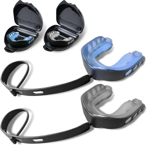 Miniatura 7 de Protector bucal de fútbol, 2 piezas, boquilla, fútbol, deportes juveniles, con correa, protectores bucales para atletas jóvenes y adultos, hockey