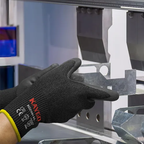 Miniatura 3 de KAYGO 2 pares de guantes de trabajo resistentes a cortes para hombres y mujeres, guantes de corte ANSI A3, guantes de trabajo de seguridad de Negro