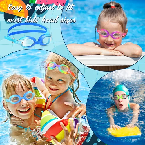 Miniatura 6 de Kanayu 12 gafas de natación para niños, sin fugas, antiniebla, con clips para la nariz, tapones para los oídos, 12
