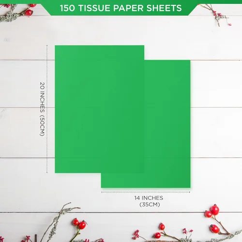 Miniatura 2 de SANZIX 150 hojas de papel de seda verde para bolsas de regalo a granel de 20 x 14 pulgadas, papel de regalo verde perfecto para decoraciones del día