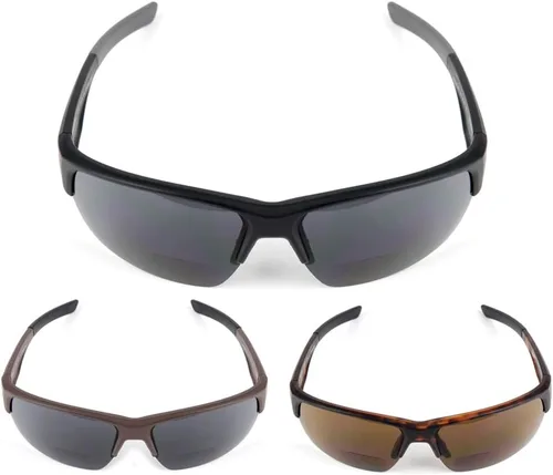 Miniatura 7 de Paquete de 3 lentes de sol bifocales de lectura para hombres y mujeres con almohadilla nasal ajustable, lectores de sol tintados envolventes