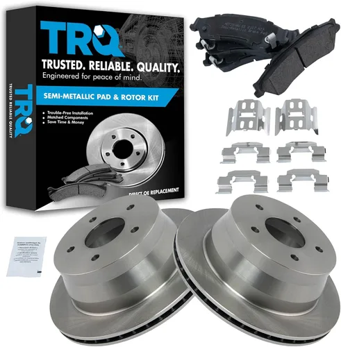 Miniatura 164 de TRQ Juego de pastillas de freno semimetálicas traseras y rotores compatibles con Chevrolet Trailblazer 02-06 Trailblazer EXT 04-06 SSR 02-07 GMC