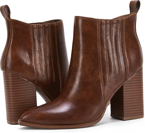 Miniatura 5 de Botines de tacón de bloque medio apilados con punta puntiaguda para mujer