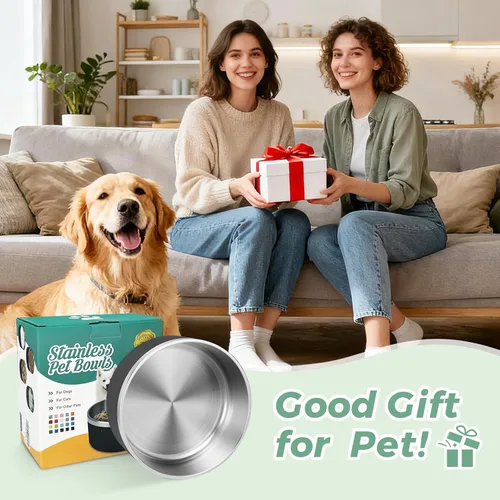 Miniatura 6 de LIHONG Cuencos de acero inoxidable para perros de tamaño pequeño y mediano, antideslizantes, Cuenco para perros aislado, Cuenco para mascotas