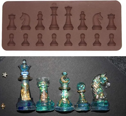 Miniatura 3 de Molde de silicona para piezas de ajedrez, molde de fondant de caramelo de chocolate, herramienta de decoración de pasteles, papel, arcilla, resina