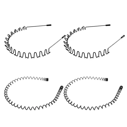 Miniatura 9 de Diademas de Metal, Con Dientes Cinta para el Cabello para Hombres, Diademas para Mujeres, Unisex Negro Ondulado Primavera Deportes al Aire Libre