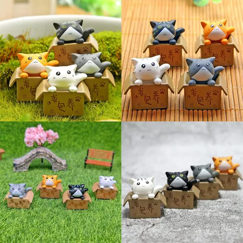Miniatura 5 de 16 piezas de bonitas figuras de gato para decoración de pasteles, bonito gatito de hadas, jardín, micro paisaje, adorable estatua de animales