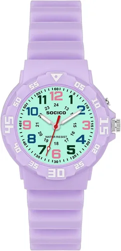 Miniatura 10 de SOCICO Reloj analógico para niños y niñas, resistente al agua, con banda suave, reloj de pulsera de tiempo de aprendizaje, fácil de leer para niños