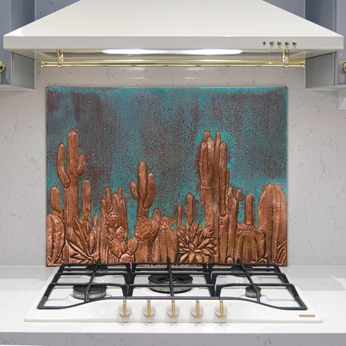 Miniatura 13 de Protector contra salpicaduras de cocina, salpicadero de cobre con símbolo del suroeste, panel de cobre personalizado, azulejos de cobre hechos a