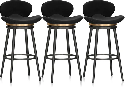 Miniatura 9 de Taburete de bar moderno con Patas de Metal Negro, giratorio de 360 grados, cómodo y tapizado, ideal para el hogar, bar, cocina, isla, comedor o Pub