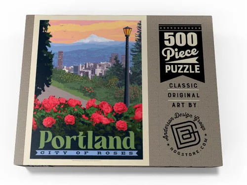 Miniatura 4 de MyPuzzle Portland, Oregon: City of Roses, póster vintage, rompecabezas prémium de 500 piezas para adultos