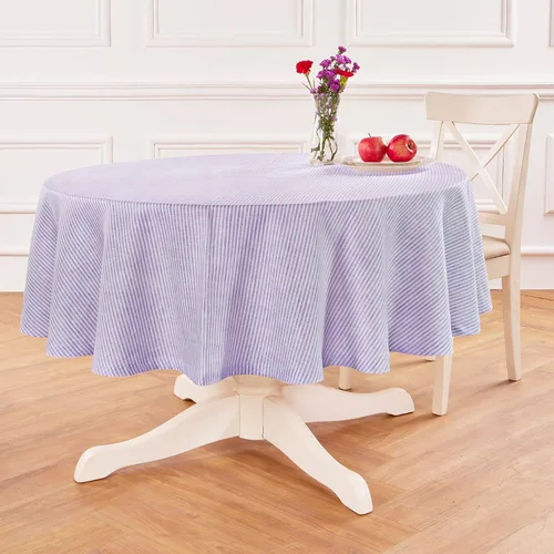 Miniatura 9 de Solino Home Mantel de lino 100 % puro de 52 x 52 pulgadas, mantel cuadrado de aguacate y blanco de rayas estrechas, hecho a mano, lavable a máquina