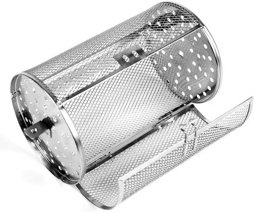 Miniatura 3 de GEZICHTA Asador de parrilla para barbacoa, jaula de acero inoxidable a la parrilla, cesta de parrilla enrollable para verduras, parrilla asadora