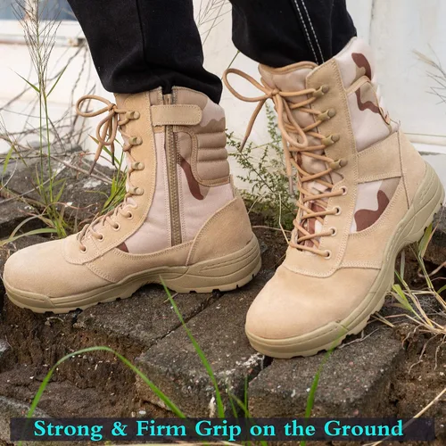 Miniatura 2 de Botas tácticas militares para hombre con cremallera lateral, botas de combate para la jungla del ejército