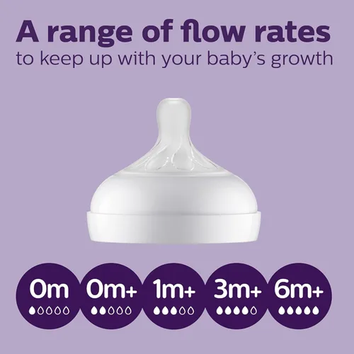 Miniatura 12 de Philips Avent SCY913/01 - Biberón de vidrio natural con pezón de respuesta natural (flujo medio, flujo 3), 8 onzas, SCY913/01