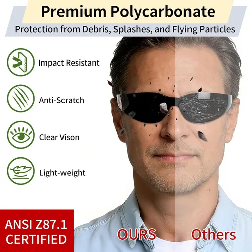 Miniatura 4 de Paquete de 10 lentes de seguridad transparentes para hombres y mujeres, con certificación ANSI Z87.1, resistentes a arañazos e impactos, lentes