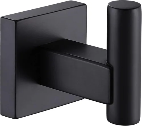 Suyar Gancho de toalla negro mate, soporte para toalla de mano de baño de acero inoxidable SUS 304, gancho para abrigo, montado en la pared Mate