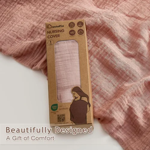 Miniatura 7 de Funda de lactancia de muselina para lactancia materna, cubierta de privacidad con aro rígido para mamá, transpirable, 100% muselina de algodón