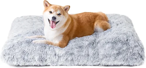 Miniatura 49 de EHEYCIGA Cama Esponjosa para Jaula de Perros Grandes, Almohadilla de Jaula de Piel Sintética Afelpada, Cama Calmante Anti-Ansiedad para Perros Negro