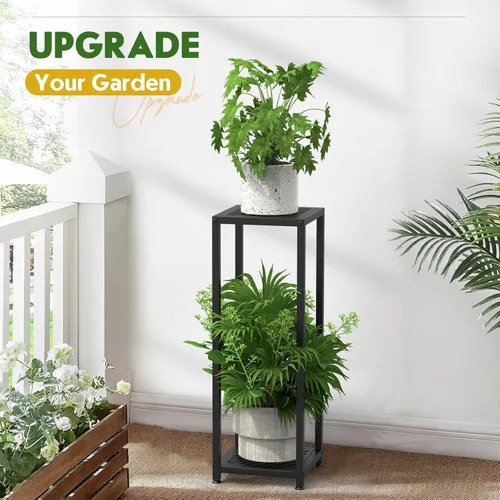 Miniatura 5 de TOSKING Soporte alto para plantas para interiores – Estante de metal moderno de 2 niveles, altura de 30 pulgadas y capacidad de 200 libras