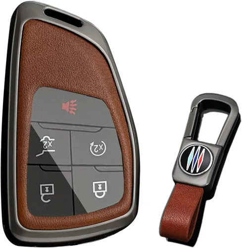 Miniatura 11 de KUNIO Funda para Llavero de Coche Compatible con Chevy Silverado Traverse Equinox Sierra 1500 2500HD 3500HD 2022-2025 Portallaves de Cuero PU Negro