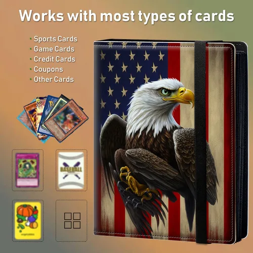 Miniatura 5 de Carpeta para tarjetas intercambiables, 4 bolsillos para tarjetas intercambiables, 160 bolsillos de doble cara, funda para tarjetas