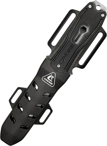 Cressi Cuchillo de buceo multiusos de acero inoxidable - Hoja de acero inoxidable resistente al óxido - Funda de liberación rápida - Lagarto: Negro