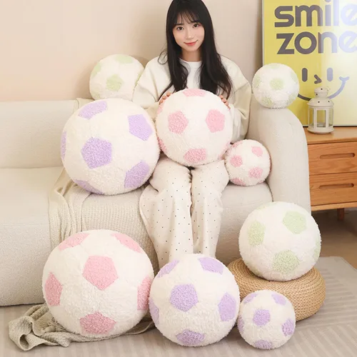 Miniatura 4 de Juguete de peluche redondo de fútbol de 12 pulgadas, almohada suave para niños y bebés Pie de página rosa