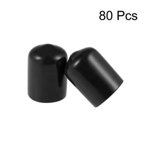 Miniatura 2 de uxcell 80 tapas de goma de 0.551 in de vinilo de identificación redonda tapa tapa de rosca de tornillo protectores negro