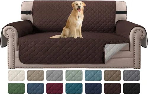 Miniatura 58 de H.VERSAILTEX Funda de sofá resistente al agua para sofá de 3 cojines, reversible, protector de muebles acolchado con correa elástica, funda de sofá