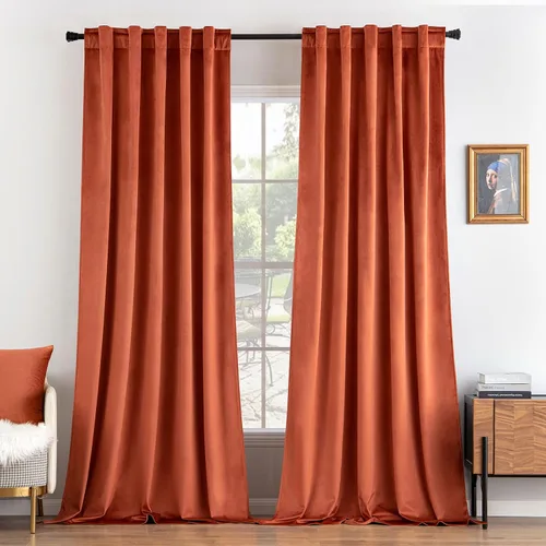Miniatura 58 de MIULEE Cortinas de terciopelo de 84 pulgadas de largo, juego de 2 paneles para dormitorio, con pestaña trasera plisada, de lujo, aislamiento