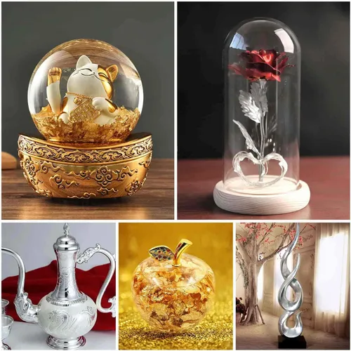 Miniatura 6 de PAXCOO - Copos de lámina dorada de 1.59 oz para la fabricación de joyas de resina, hojuelas metálicas de lámina dorada para uñas, pintura