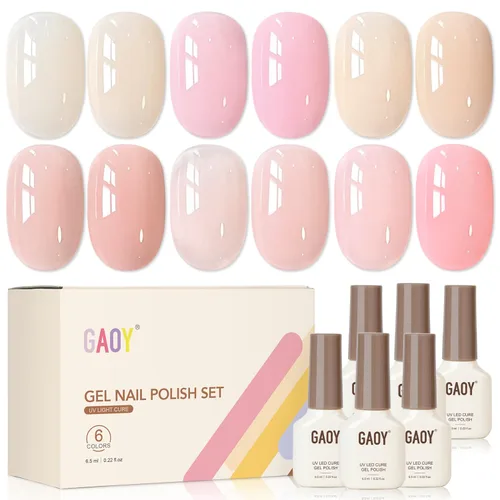Miniatura 9 de GAOY Berry Collection - Esmalte de uñas en gel, color rosa intenso, borgoña, rojo, cereza y magenta, kit de esmalte de uñas para manicura de salón