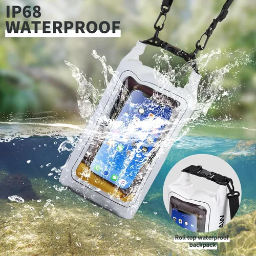 Miniatura 4 de Bolsa impermeable IP68 de 2L - Bolsa impermeable para piscina con tapa enrollable, bolsas secas impermeables para kayak - con funda para teléfono