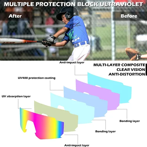 Miniatura 4 de FEISEDY Gafas de sol para niños, gafas de sol de béisbol juveniles, UV400, deportes, adolescentes, ciclismo, sombras para niños y niñas de 8 a 16